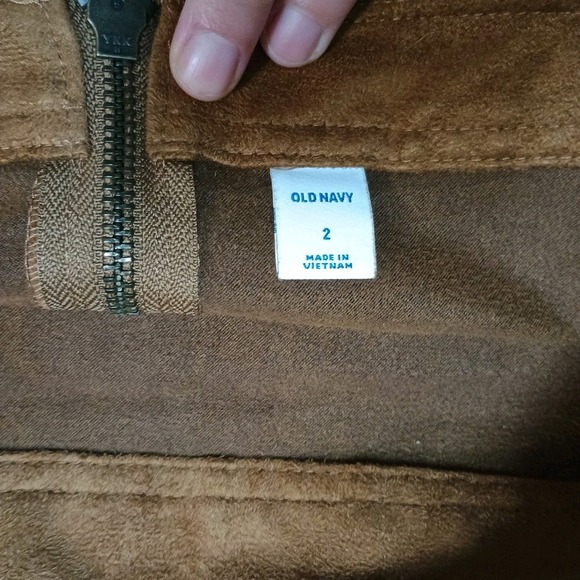 Old Navy Zip Mini Skirt Double Pockets Tan Faux Suede 90s Y2K Women's Size 2 - Picture 4 of 6